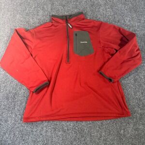 Simms Fishing Polartec Quarter Zip Fleece Pullover Red Mens Large Made in Canada